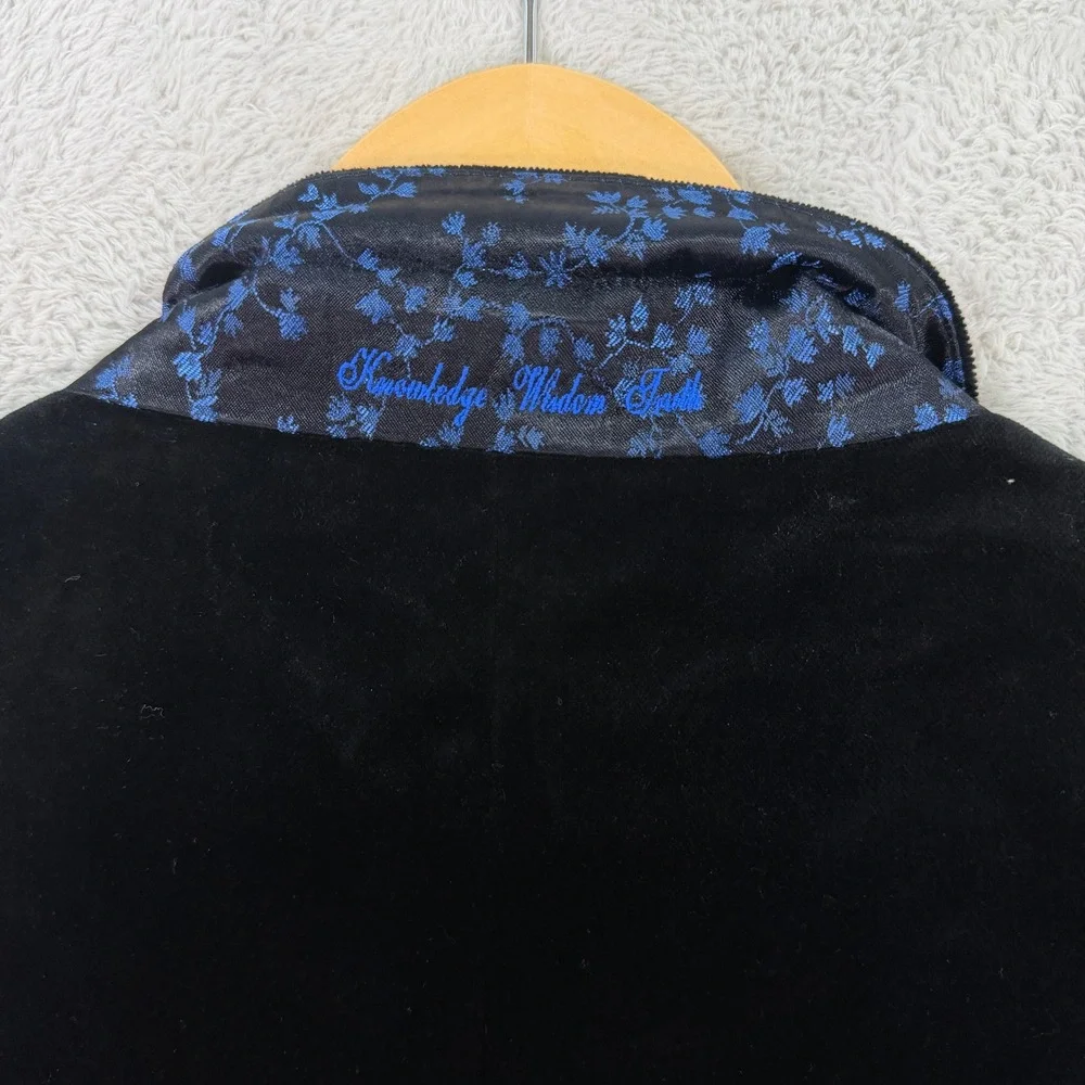 Robert Graham Mens 50L Classic Fit Black Velvet Blazer Peak Lapel Floral Lining